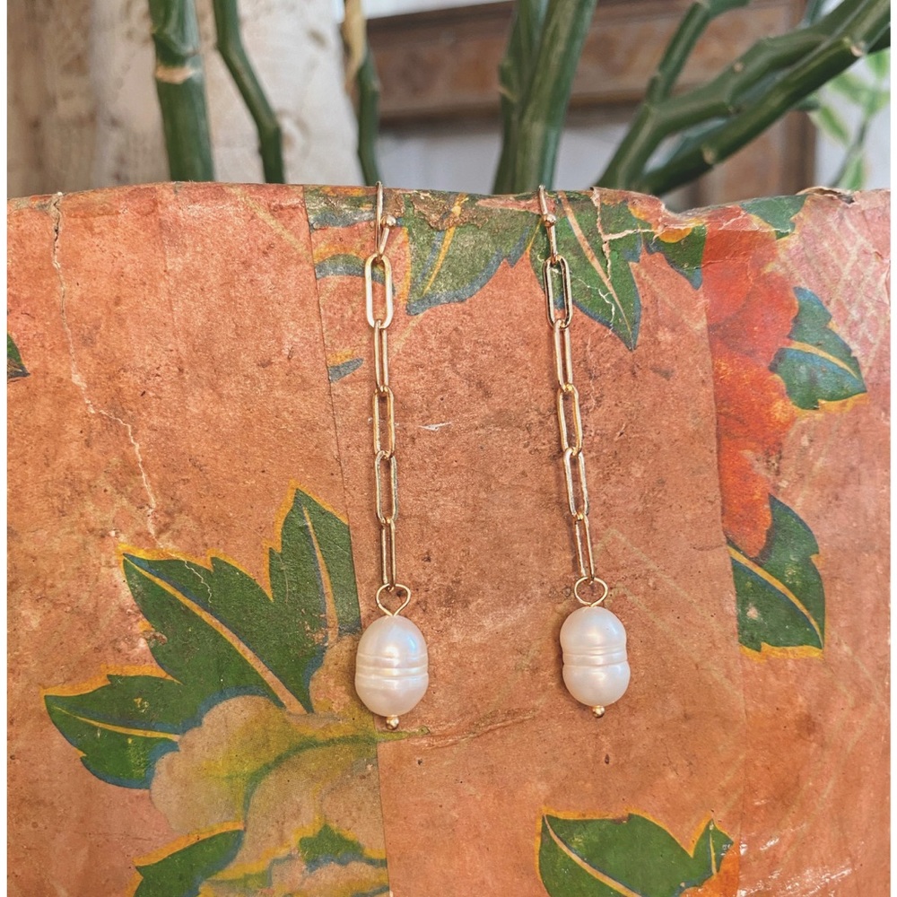 Freshwater Pearl Chainlink Drop Earring
